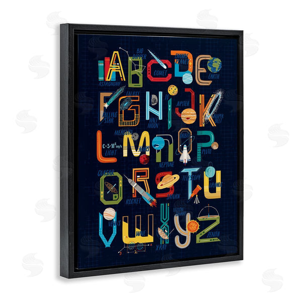 Stupell Industries Zirkus Design | Retro Outer Space Alphabet Blueprint Letter Chart