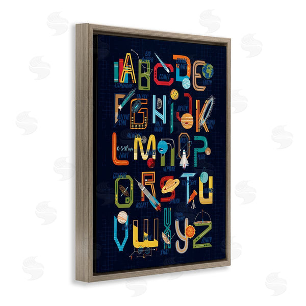 Stupell Industries Zirkus Design | Retro Outer Space Alphabet Blueprint Letter Chart