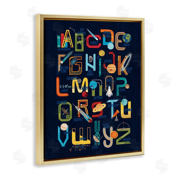Stupell Industries Zirkus Design | Retro Outer Space Alphabet Blueprint Letter Chart