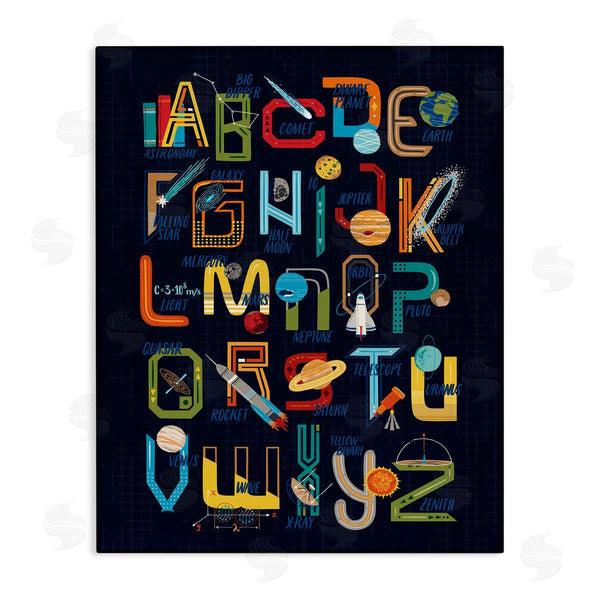 stupell industries Zirkus Design | Retro Outer Space Alphabet Blueprint Letter Chart