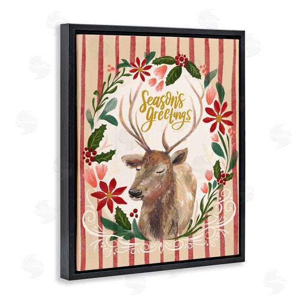 Stupell Industries Zirkus Design | Seasons Greetings Holiday Wreath Soft Reindeer Portrait