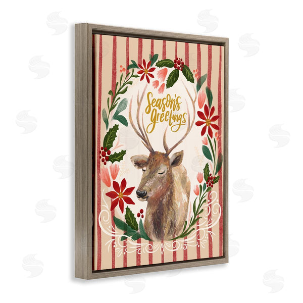 Stupell Industries Zirkus Design | Seasons Greetings Holiday Wreath Soft Reindeer Portrait