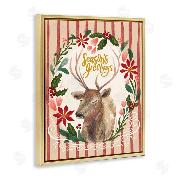 Stupell Industries Zirkus Design | Seasons Greetings Holiday Wreath Soft Reindeer Portrait