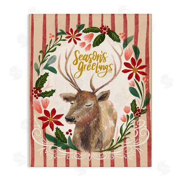 stupell industries Zirkus Design | Seasons Greetings Holiday Wreath Soft Reindeer Portrait