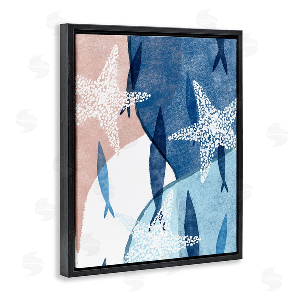 Stupell Industries Ziwei Li | Abstract Fish Swimming Speckled Starfish Blocked Design Wall Art