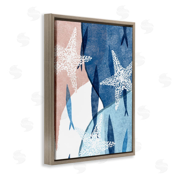 Stupell Industries Ziwei Li | Abstract Fish Swimming Speckled Starfish Blocked Design Wall Art