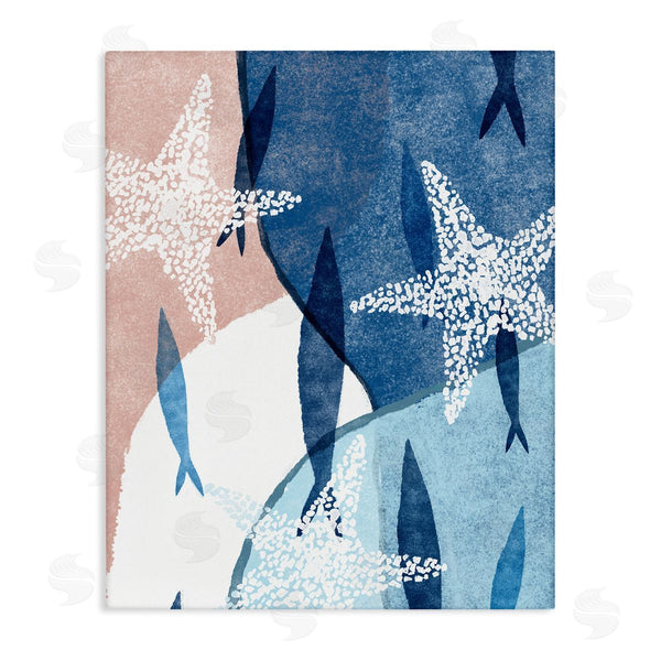 stupell industries Ziwei Li | Abstract Fish Swimming Speckled Starfish Blocked Design Wall Art