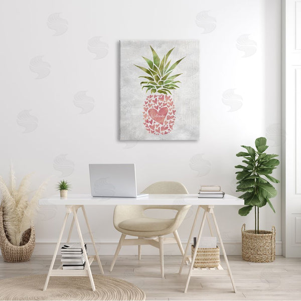 Stupell Industries Ziwei Li | Abstract Heart Shape Pineapple Welcome Greeting Wall Art