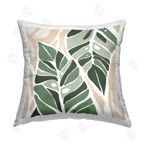 Stupell Industries Ziwei Li | Abstract Modern Leaf Shapes Printed Throw Pillow