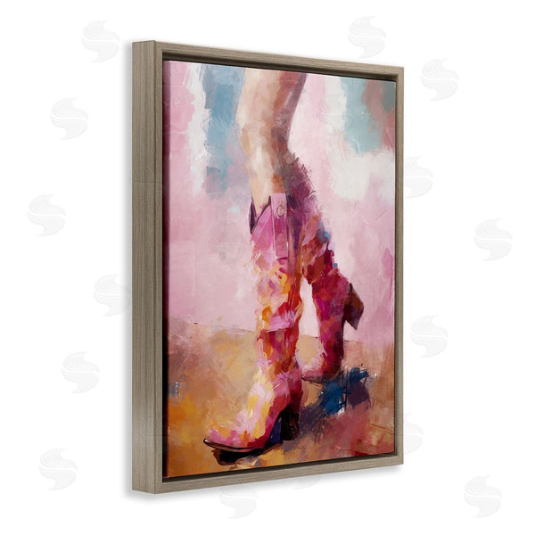 Stupell Industries Ziwei Li | Abstract Pink Cowgirl Boots Wall Art