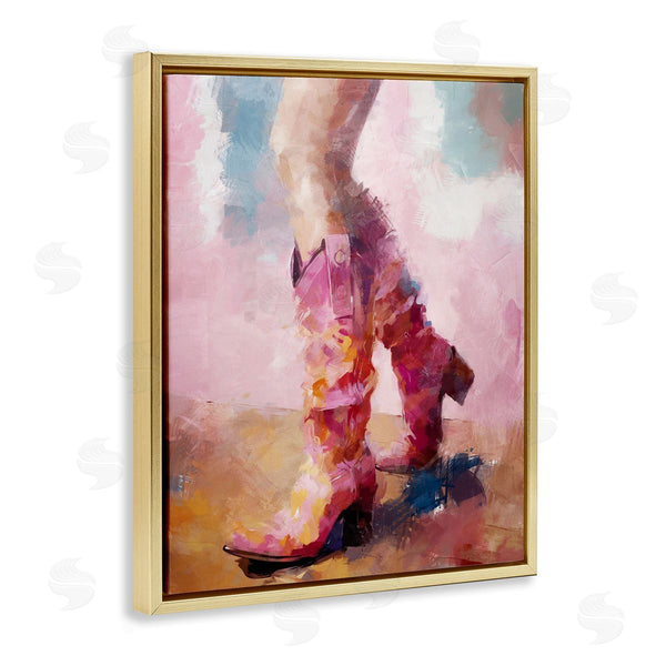 Stupell Industries Ziwei Li | Abstract Pink Cowgirl Boots Wall Art