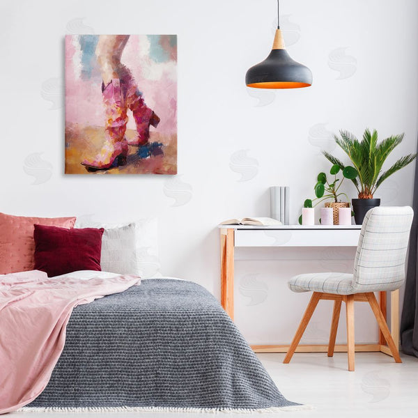 Stupell Industries Ziwei Li | Abstract Pink Cowgirl Boots Wall Art