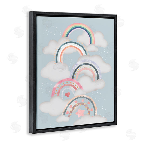 Stupell Industries Ziwei Li | Abstract Rainbows And Hearts Playing In Clouds Wall Art