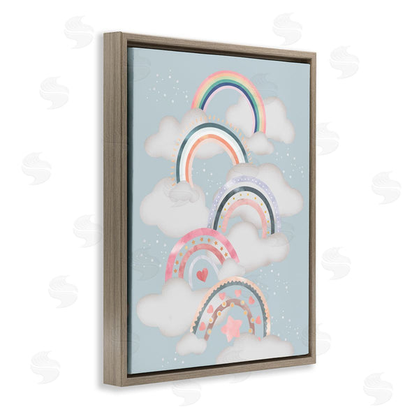 Stupell Industries Ziwei Li | Abstract Rainbows And Hearts Playing In Clouds Wall Art