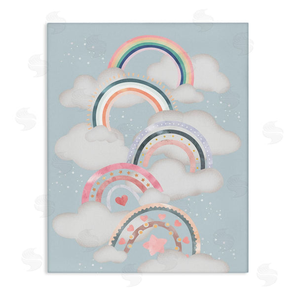 stupell industries Ziwei Li | Abstract Rainbows and Hearts Playing in Clouds Wall Art