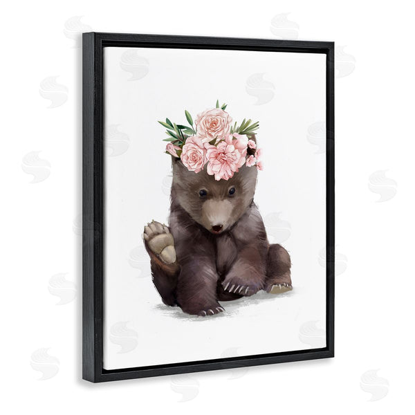 Stupell Industries Ziwei Li | Adorable Brown Bear Floral Crown Chic Forest Animal Wall Art