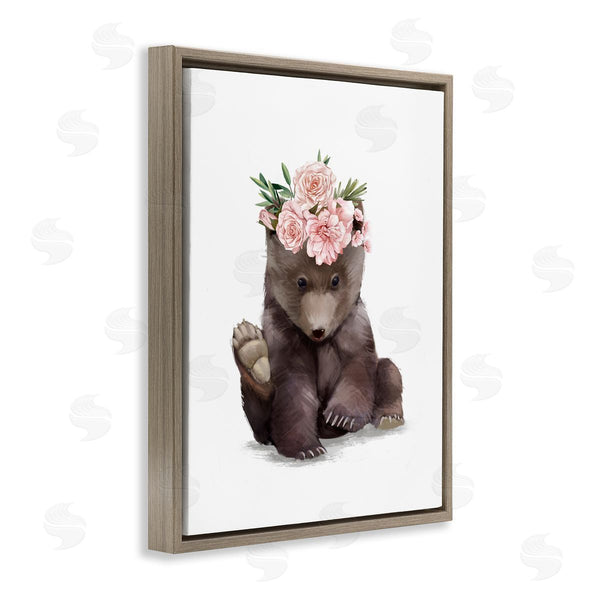 Stupell Industries Ziwei Li | Adorable Brown Bear Floral Crown Chic Forest Animal Wall Art