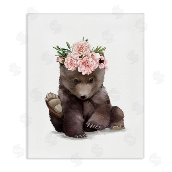 stupell industries Ziwei Li | Adorable Brown Bear Floral Crown Chic Forest Animal Wall Art