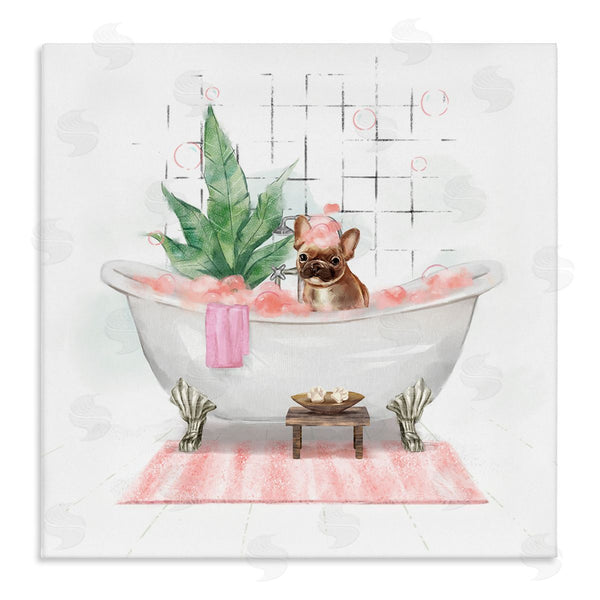 stupell industries Ziwei Li | Adorable French Bulldog in Pink Bubble Bath Wall Art