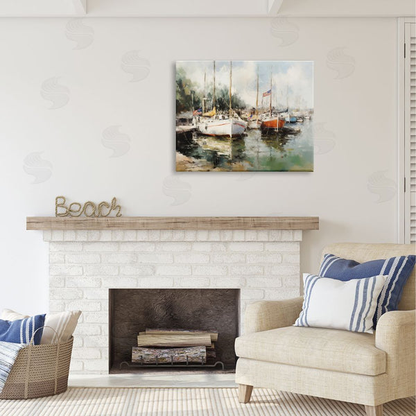 Stupell Industries Ziwei Li | Americana Boat Harbor Wall Art
