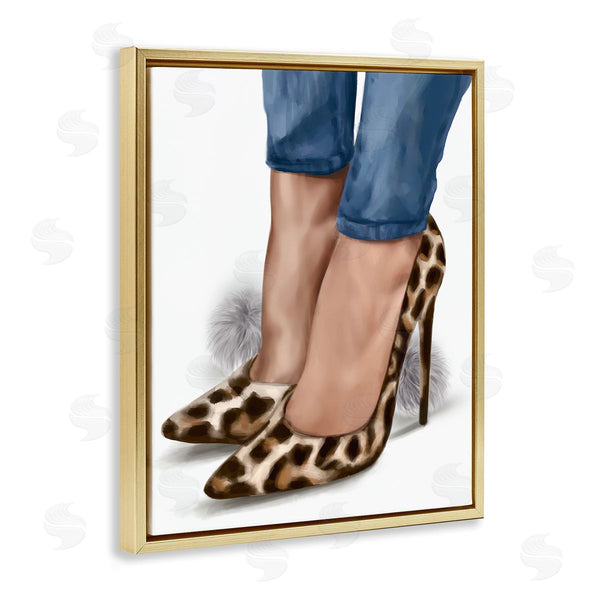 Stupell Industries Ziwei Li | Animal Print Heels With Pom Poms