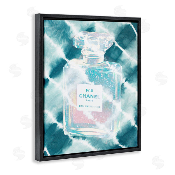 Stupell Industries Ziwei Li | Aquamarine Perfume Bottle Summer Water Bubbles Tie Dye Background Wall Art