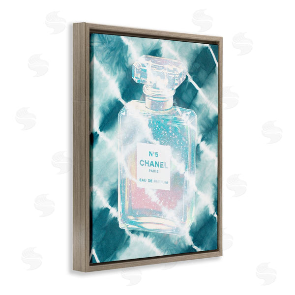 Stupell Industries Ziwei Li | Aquamarine Perfume Bottle Summer Water Bubbles Tie Dye Background Wall Art
