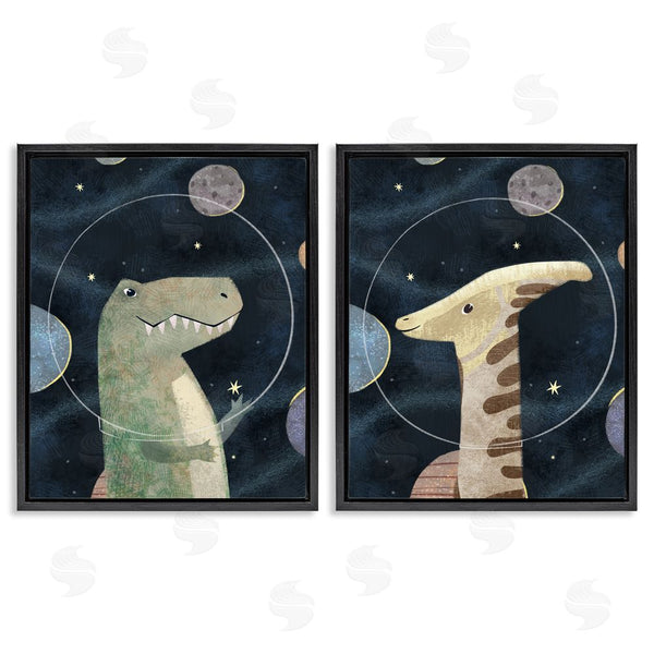 Stupell Industries Ziwei Li | Astronaut Dinosaurs Fantasy Planet Reptiles Wall Art