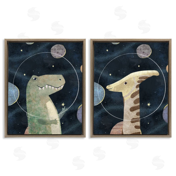 Stupell Industries Ziwei Li | Astronaut Dinosaurs Fantasy Planet Reptiles Wall Art