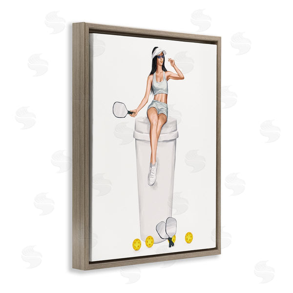 Stupell Industries Ziwei Li | Athletic Tennis Girl Coffee Cup Wall Art