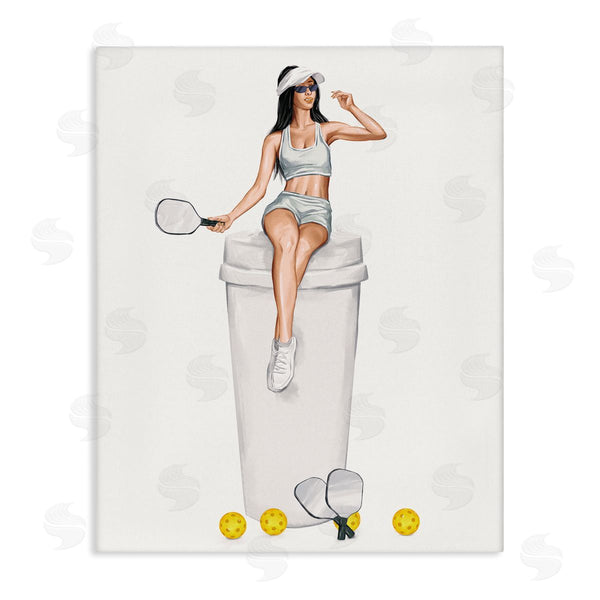 stupell industries Ziwei Li | Athletic Tennis Girl Coffee Cup Wall Art