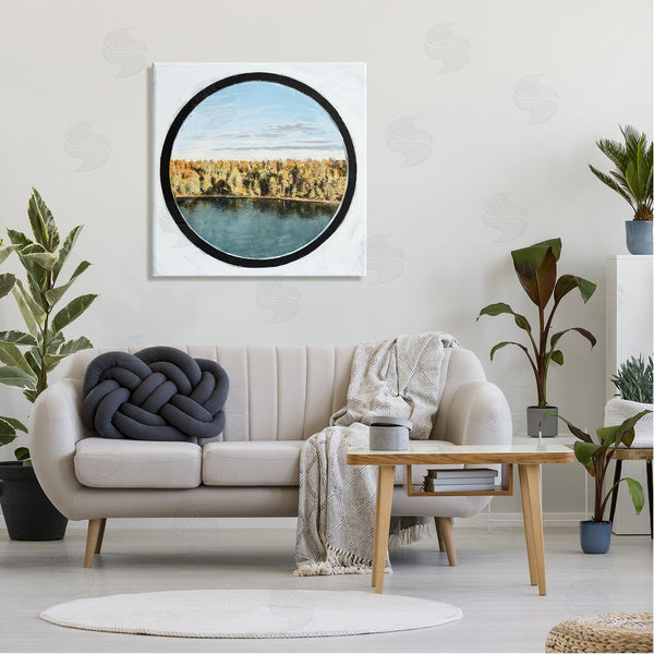 Stupell Industries Ziwei Li | Autumn Woodland Forest Lake Through Porthole Landscape Wall Art