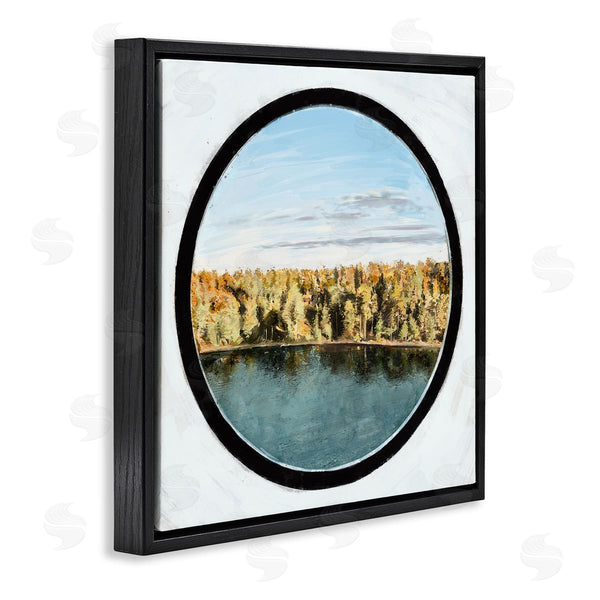 Stupell Industries Ziwei Li | Autumn Woodland Forest Lake Through Porthole Landscape Wall Art