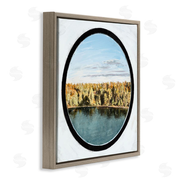 Stupell Industries Ziwei Li | Autumn Woodland Forest Lake Through Porthole Landscape Wall Art