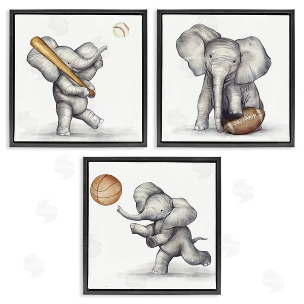 Stupell Industries Ziwei Li | Baby Elephant Athlete Playing Sports Wall Art