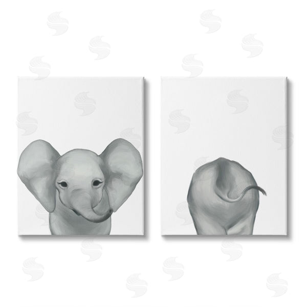 stupell industries Ziwei Li | Baby Elephant Front and Behind Wall Art