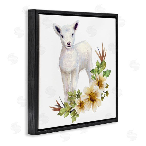 Stupell Industries Ziwei Li | Baby Lamb Autumn Daisy Florals Tree Leaf Foliage Wall Art