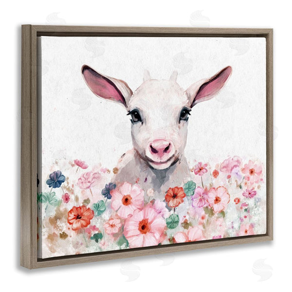 Stupell Industries Ziwei Li | Baby Sheep & Pink Flowers Wall Art