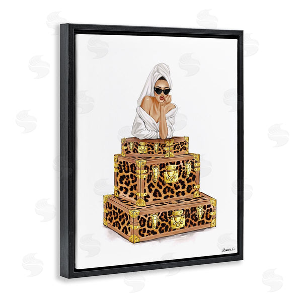 Stupell Industries Ziwei Li | Bathrobe Female & Suitcases