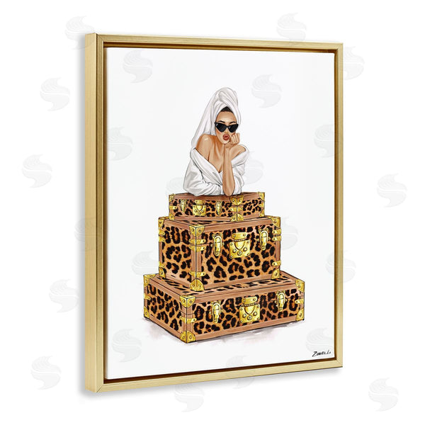 Stupell Industries Ziwei Li | Bathrobe Female & Suitcases