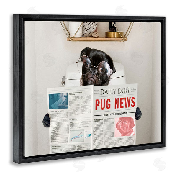 Stupell Industries Ziwei Li | Bathroom Pug With Newspaper