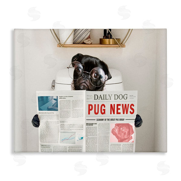 stupell industries Ziwei Li | Bathroom Pug with Newspaper