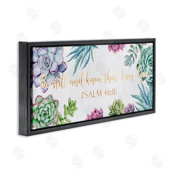 Stupell Industries Ziwei Li | Be Still Psalm 46:10 Blooming Succulent Plants
