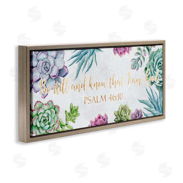 Stupell Industries Ziwei Li | Be Still Psalm 46:10 Blooming Succulent Plants
