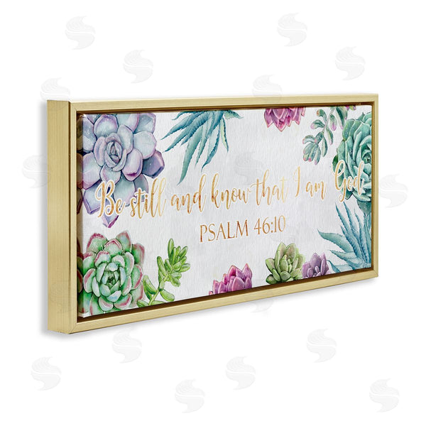 Stupell Industries Ziwei Li | Be Still Psalm 46:10 Blooming Succulent Plants