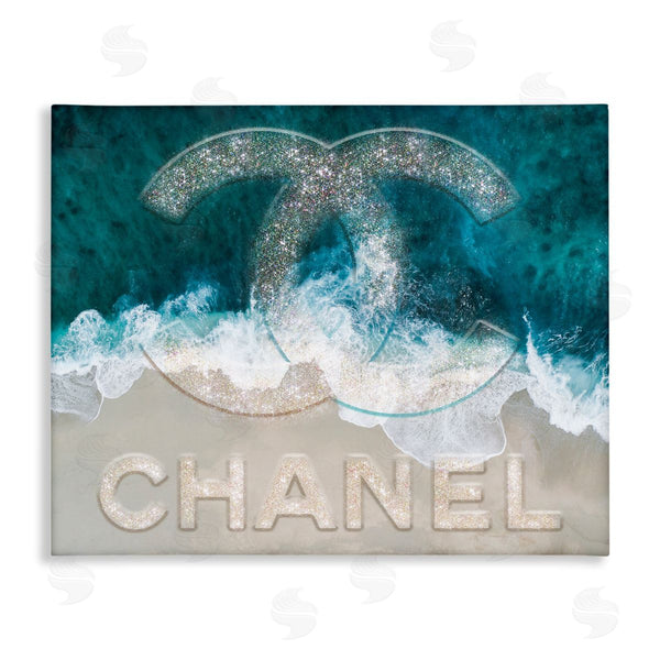 stupell industries Ziwei Li | Beach Waves Crashing Shoreline Glam Fashion Detail Wall Art