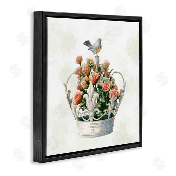 Stupell Industries Ziwei Li | Bird Perched On Crown Rose Bouquet Wall Art