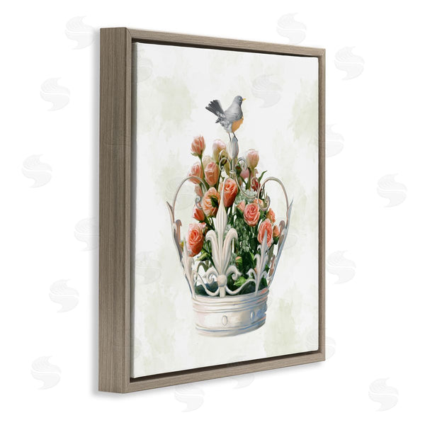 Stupell Industries Ziwei Li | Bird Perched On Crown Rose Bouquet Wall Art