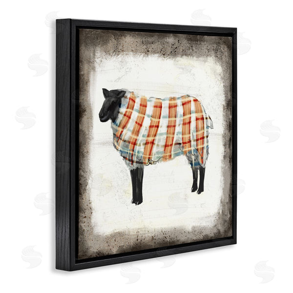Stupell Industries Ziwei Li | Black Farm Sheep In Autumn Plaid Sweater Wall Art