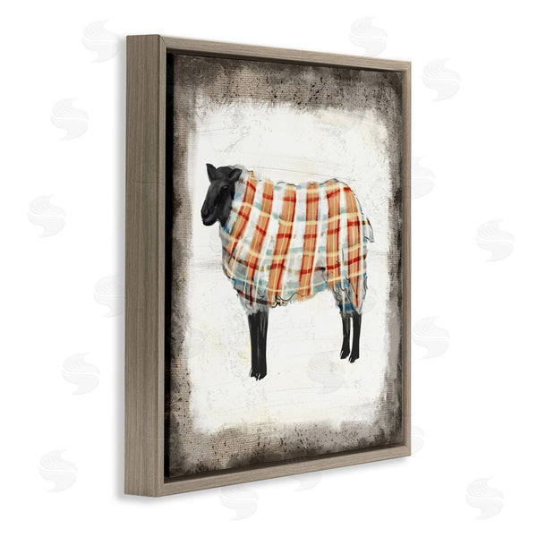 Stupell Industries Ziwei Li | Black Farm Sheep In Autumn Plaid Sweater Wall Art